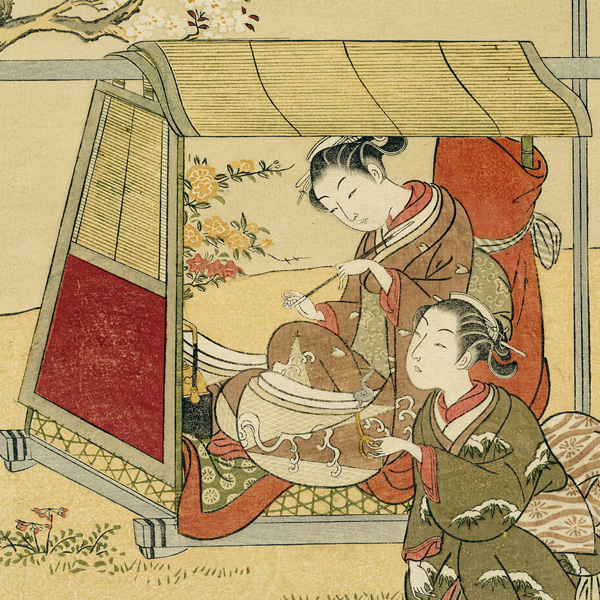 Suzuki Harunobu - Resting in a Palanquin Beneath Cherry Blossoms- 1762-1773 - The Art Institute of Chicago.