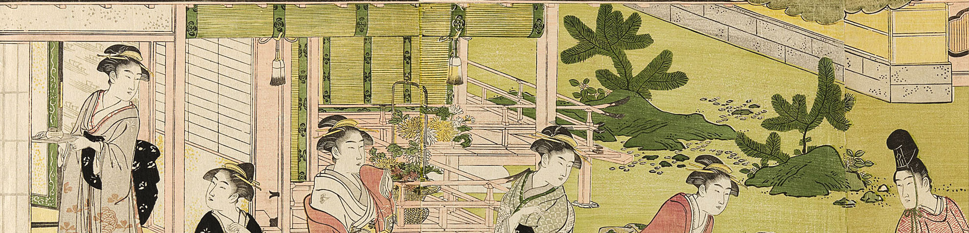 Chobunsai Eishi - Wakana, Part 1 (Wakana, jo), from the series “A Fashionable Parody of the Tale of Genji (Furyu yatsushi Genji)” (Detail) - 1784-1799. The Art Institute of Chicago.